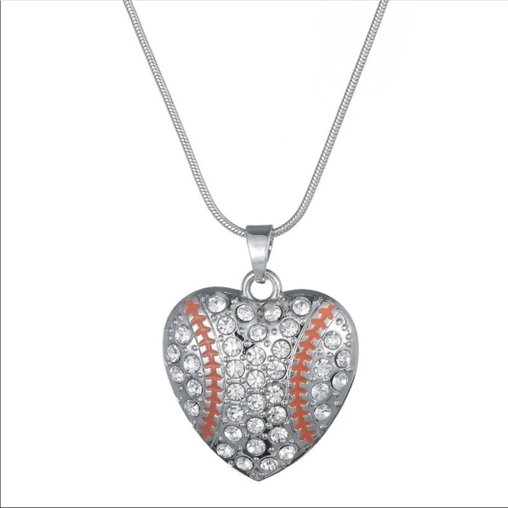 (R3) Baseball Heart Necklace - Picture 3 of 8